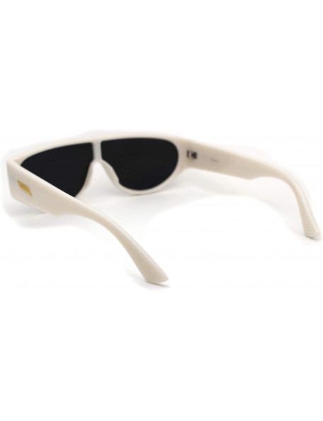 Shield Narrow Flat Top Shield Retro Mod Plastic Fashion Sunglasses - White Black - CF190R27O25 $13.48