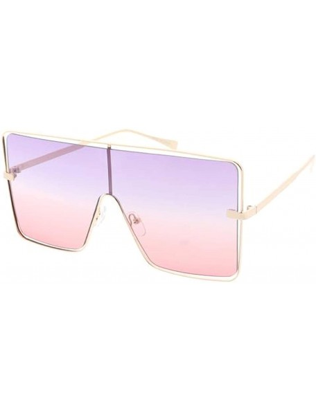 Square Flat Top Square Frame Aviator 80s Retro Fashion Sunglasses - Purple - CG18UDQLW86 $9.47