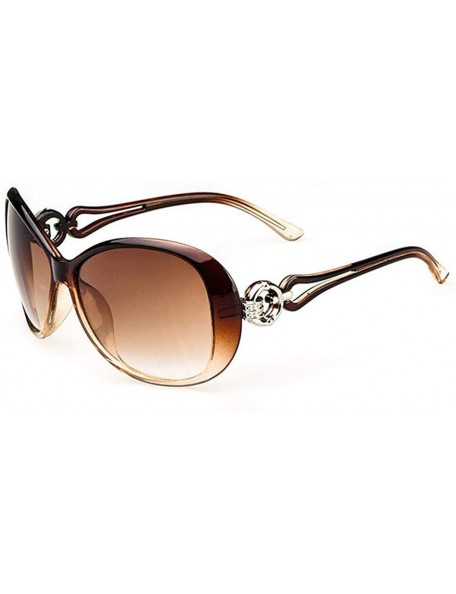 Oval Women Fashion Oval Shape UV400 Framed Sunglasses Sunglasses - Coffee - CC197UYUHHX $14.75