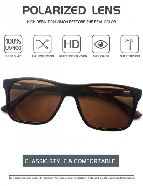 Rectangular Men decent stylish eyewear with UV protective polarized lens acetate sunglasses - Havana - C31966Q2N4U $17.51