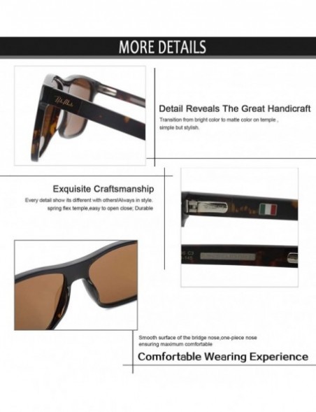 Rectangular Men decent stylish eyewear with UV protective polarized lens acetate sunglasses - Havana - C31966Q2N4U $17.51