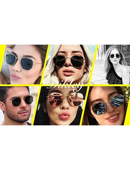 Aviator Classic Crystal Glass Lens Retro Square/Aviator/Round Metal Frame Sunglasses for Men Women-100% UV400 Protection - C3...