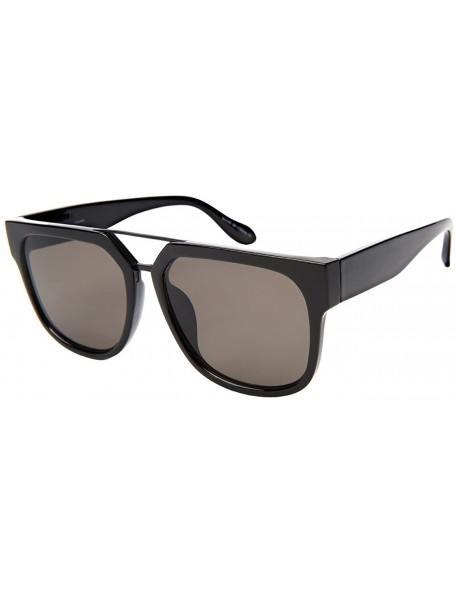 Square Sleek Square Double Nose Bridge Sunnies w/Flat Lens 1302WD-FLSD - Black - CP182K69TYI $9.74