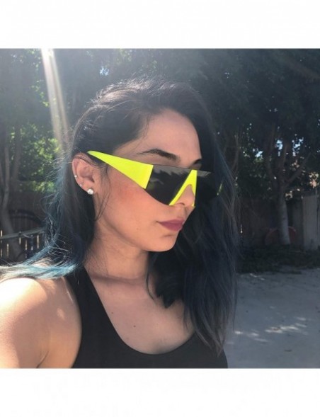 Rimless Forget You Neon Flat Top Semi-Rimless Chunky Shield Style Fashion Sunglasses - CY18WHQ4D48 $12.51