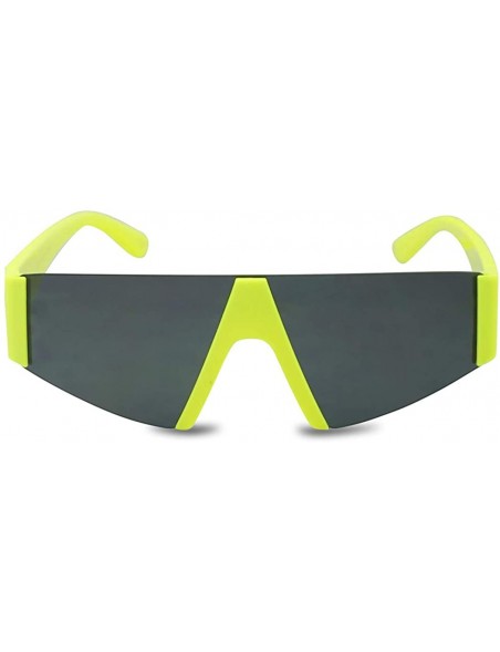 Rimless Forget You Neon Flat Top Semi-Rimless Chunky Shield Style Fashion Sunglasses - CY18WHQ4D48 $12.51