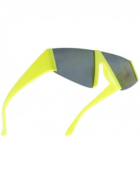 Rimless Forget You Neon Flat Top Semi-Rimless Chunky Shield Style Fashion Sunglasses - CY18WHQ4D48 $12.51