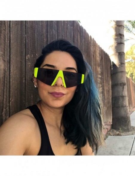 Rimless Forget You Neon Flat Top Semi-Rimless Chunky Shield Style Fashion Sunglasses - CY18WHQ4D48 $12.51