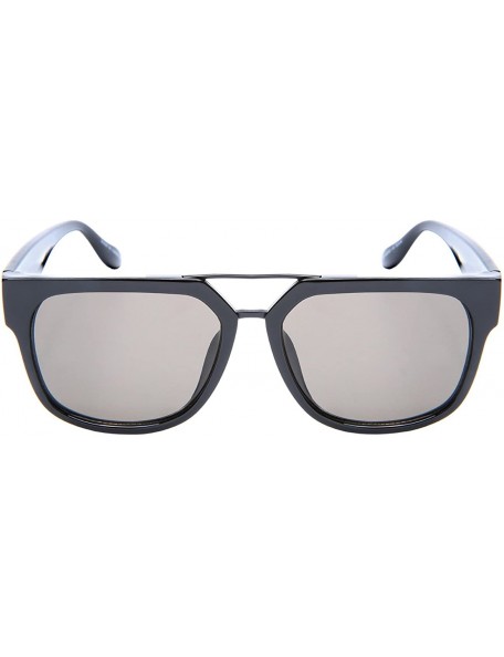 Square Sleek Square Double Nose Bridge Sunnies w/Flat Lens 1302WD-FLSD - Black - CP182K69TYI $9.74