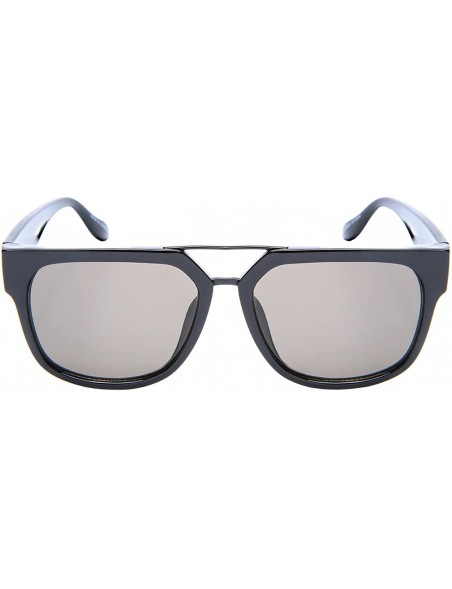 Square Sleek Square Double Nose Bridge Sunnies w/Flat Lens 1302WD-FLSD - Black - CP182K69TYI $9.74