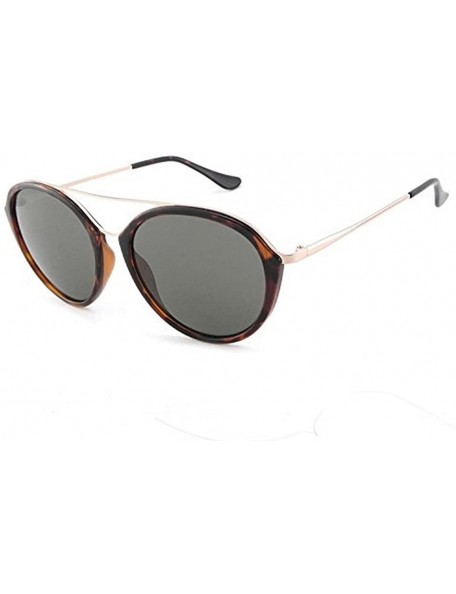 Oval Arlo Sunglasses - Shiny Silver W/ Grey Tortoise Temples / Smoke Polarized W/ Light Blue Mirror - CJ1853KWTAM $46.56