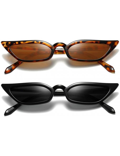 Sport Small Cat Eye Sunglasses Retro Vintage Tiny Cateye Sunglasses for women - Leopard +Black - CC198UUCIXM $24.24