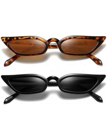 Sport Small Cat Eye Sunglasses Retro Vintage Tiny Cateye Sunglasses for women - Leopard +Black - CC198UUCIXM $14.41