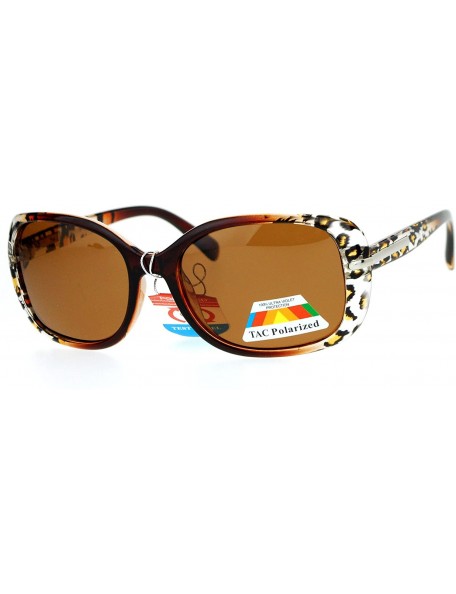 Square Womens Polarized Lens Sunglasses Square Rectangular Fashion Shades - Brown Leopard - C2186UR7WSI $14.24