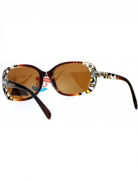 Square Womens Polarized Lens Sunglasses Square Rectangular Fashion Shades - Brown Leopard - C2186UR7WSI $14.24