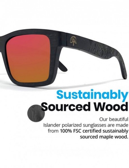 Rectangular Maple Wood Sunglasses for Men with Polarized Lenses - The Islander - CA18GTR0ENO $27.02