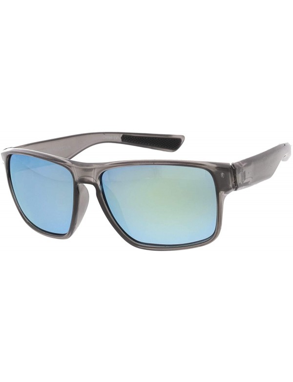 Sport Action Sports Large Wide Temple Color Mirror Lens Sunglasses - Smoke Sun - C111N9M9FLD $8.63