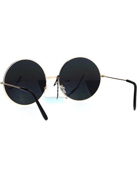 Round Rainbow Mirror Lens Sunglasses Womens Oversized Round Circle Metal Frame - Gold - C61895A3748 $10.57