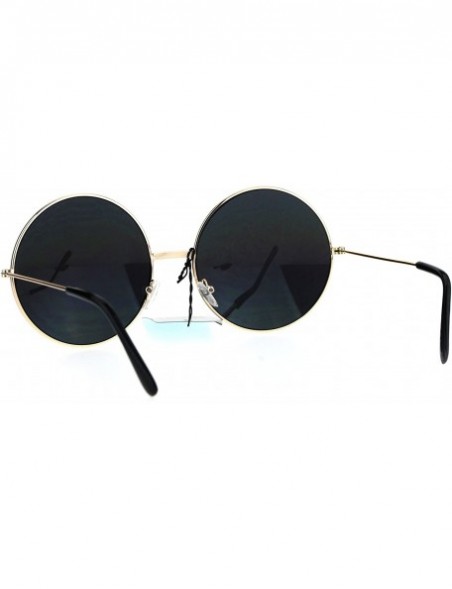 Round Rainbow Mirror Lens Sunglasses Womens Oversized Round Circle Metal Frame - Gold - C61895A3748 $10.57