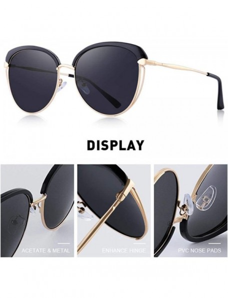 Oversized DESIGN Women Fashion Cat Eye Polarized Sunglasses Vintage Retro C01 Black - C01 Black - CF18XE9KQ62 $13.73