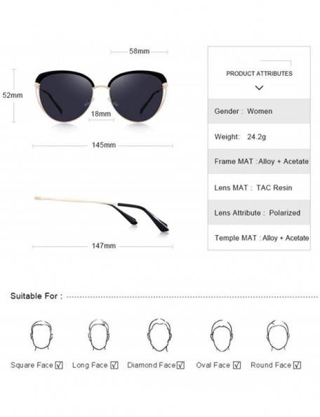 Oversized DESIGN Women Fashion Cat Eye Polarized Sunglasses Vintage Retro C01 Black - C01 Black - CF18XE9KQ62 $13.73