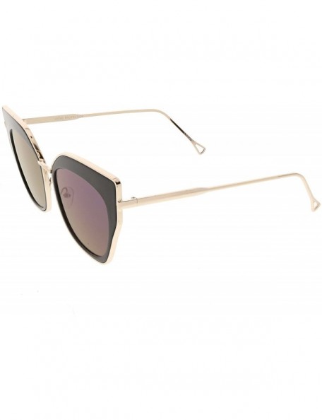 Cat Eye Oversize Slim Metal Nose Bridge Square Colored Mirror Lens Pointed Cat Eye Sunglasses 58mm - CM188HDE896 $14.30