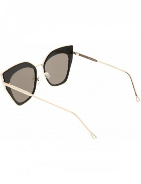 Cat Eye Oversize Slim Metal Nose Bridge Square Colored Mirror Lens Pointed Cat Eye Sunglasses 58mm - CM188HDE896 $14.30