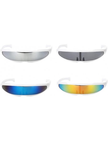 Sport 4 Piece Futuristic Narrow Cyclops Color Mirrored Lens Visor Sunglasses Party - CF18X7EGY9L $19.64