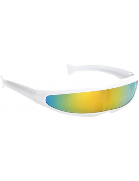 Sport 4 Piece Futuristic Narrow Cyclops Color Mirrored Lens Visor Sunglasses Party - CF18X7EGY9L $19.64