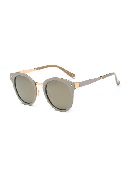Oversized Fashion Designer Polarized Round Cateye Sunglasses for Women - Mercury - CX18S06URKW $30.42