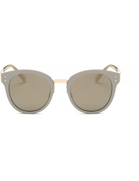 Oversized Fashion Designer Polarized Round Cateye Sunglasses for Women - Mercury - CX18S06URKW $30.42