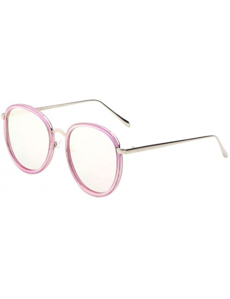 Aviator Classic Dapper Aviator Sunglasses Flat Lens Unisex Iconic Fashion Eyewear - Pink - CO17YE7D9MQ $7.66