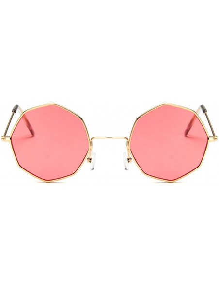 Square Fashion Unisex Polygon Sunglasses Women Classic Sea Gradient Shades Sun Glasses Small Square Alloy Mirror - Black - CR...