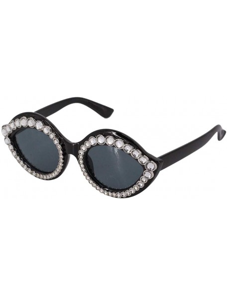 Cat Eye Women's Fashion Sunglasses Cat-Eye Glasses with Rhinestone - Black-silver - CJ18A5TQWKH $13.96