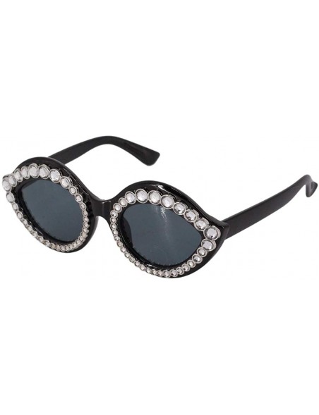 Cat Eye Women's Fashion Sunglasses Cat-Eye Glasses with Rhinestone - Black-silver - CJ18A5TQWKH $13.96