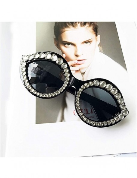 Cat Eye Women's Fashion Sunglasses Cat-Eye Glasses with Rhinestone - Black-silver - CJ18A5TQWKH $13.96