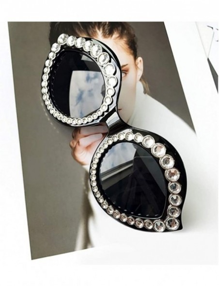 Cat Eye Women's Fashion Sunglasses Cat-Eye Glasses with Rhinestone - Black-silver - CJ18A5TQWKH $13.96