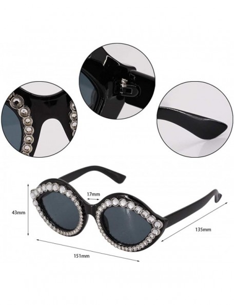 Cat Eye Women's Fashion Sunglasses Cat-Eye Glasses with Rhinestone - Black-silver - CJ18A5TQWKH $13.96