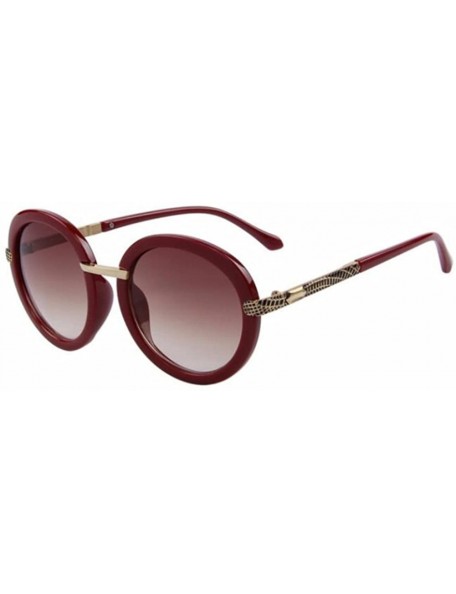 Rimless Women Fashion UV400 Round Sunglasses Alloy Legs Gradient Lens Glass Eyewear - Red - CS17Z6ZY53W $10.12