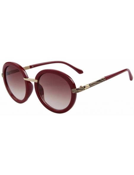 Rimless Women Fashion UV400 Round Sunglasses Alloy Legs Gradient Lens Glass Eyewear - Red - CS17Z6ZY53W $10.12