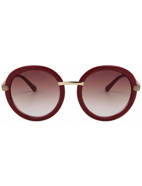 Rimless Women Fashion UV400 Round Sunglasses Alloy Legs Gradient Lens Glass Eyewear - Red - CS17Z6ZY53W $10.12