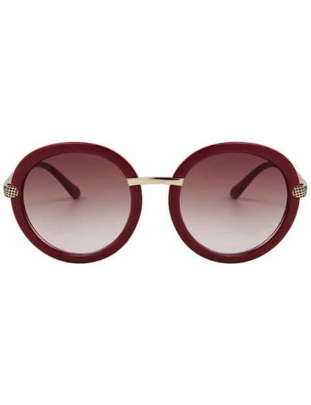 Rimless Women Fashion UV400 Round Sunglasses Alloy Legs Gradient Lens Glass Eyewear - Red - CS17Z6ZY53W $10.12