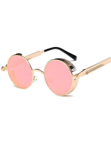 Round Metal Round Steampunk Sunglasses Men Women Fashion Glasses Retro Frame Vintage Sunglasses UV400 (Color 6) - 6 - CZ199EK...