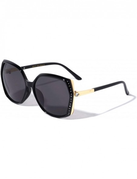Butterfly Rhinestone Geometric Butterfly Fashion Sunglasses - Black - C3196MSROXG $26.21