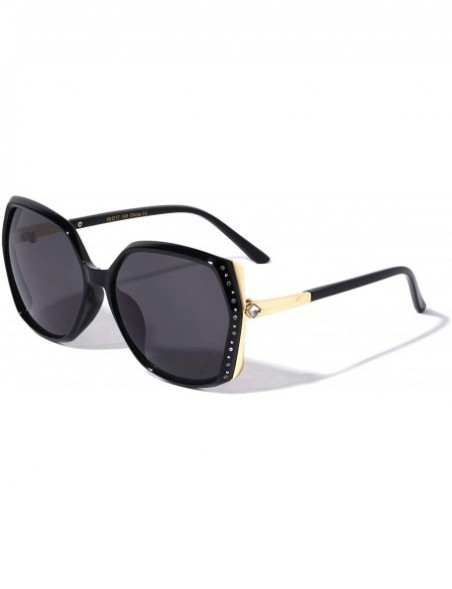 Butterfly Rhinestone Geometric Butterfly Fashion Sunglasses - Black - C3196MSROXG $13.63