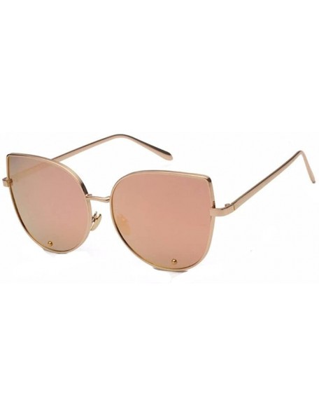 Rimless Women UV400 Mirror Cat eye Sunglasses Lady Sport Driving Glasses Eyewear - Rose Gold - CE182W5DYWH $11.38