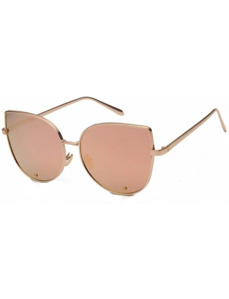 Rimless Women UV400 Mirror Cat eye Sunglasses Lady Sport Driving Glasses Eyewear - Rose Gold - CE182W5DYWH $11.38