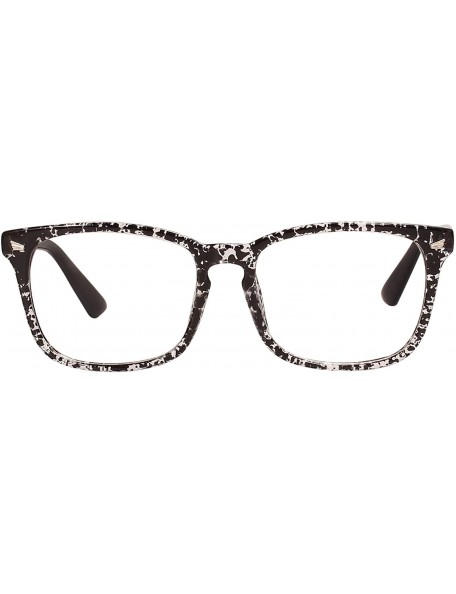 Square Plain Glasses Frame for Women Men non prescription Plastic full Frame Clear Lens - Ink Black - CD18QMSAQSA $10.66