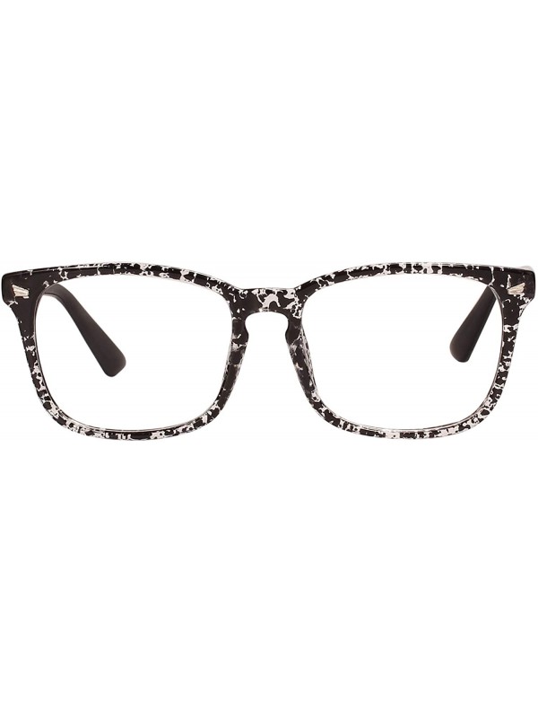 Square Plain Glasses Frame for Women Men non prescription Plastic full Frame Clear Lens - Ink Black - CD18QMSAQSA $10.66