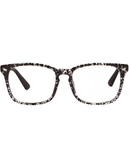 Square Plain Glasses Frame for Women Men non prescription Plastic full Frame Clear Lens - Ink Black - CD18QMSAQSA $18.53