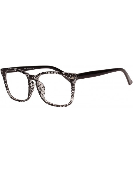 Square Plain Glasses Frame for Women Men non prescription Plastic full Frame Clear Lens - Ink Black - CD18QMSAQSA $21.58